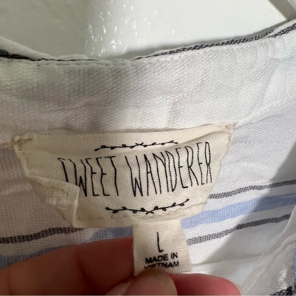 Sweet Wanderer Button Down Blouse White Stripes - Picture 9 of 10